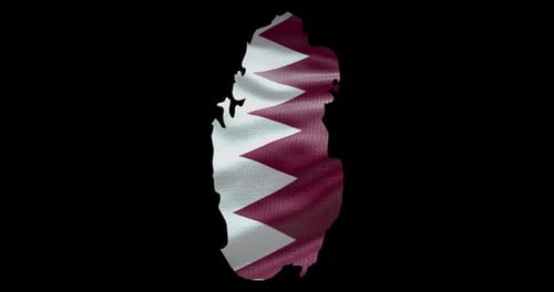 Waving Qatar Flag Map Outline Animation