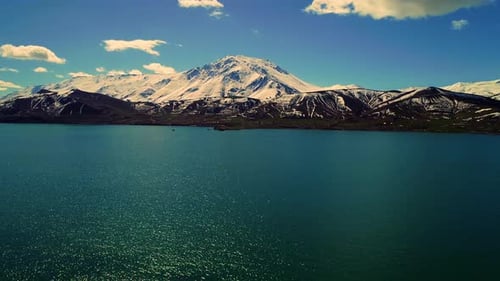 Lake and Snowy Mountain Landscape
