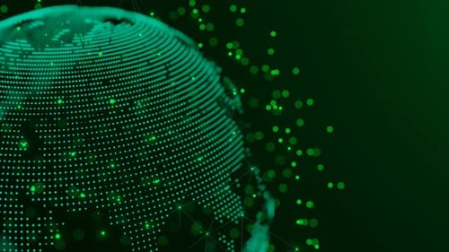 Abstract Spinning Digital Globe With Network Connections