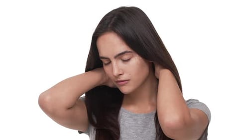 Beautiful Woman Posing and Twisting Her Hair