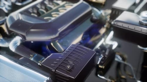 Motor de carro detalhado e outras peças