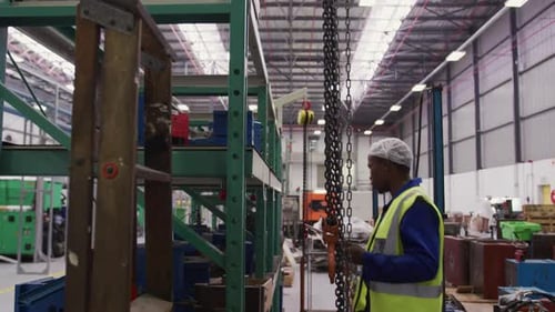 Warehouse worker using a digital tablet