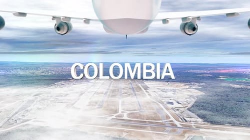 Commercial Airplane Over Clouds Arriving Country Colombia