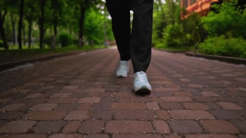 b Roll Male Feet Walks in Town Summer Season