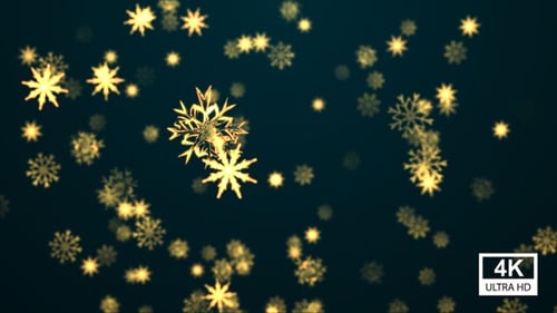 Golden Snowflakes Falling Seamless Loop Background