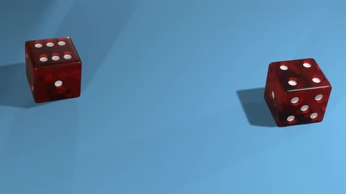 Dados caindo na mesa de jogo.