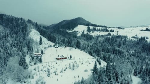 Aerial Beautiful Winter Mountain Landscape