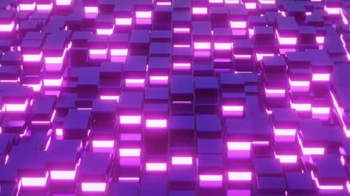 Abstract Glowing Purple Cubes Futuristic Digital Grid Background