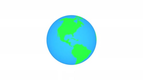 Flat Design Rotating Earth Globe Animation