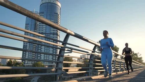 Aktive Sportlerinnen beim Outdoor-Cardio-Training