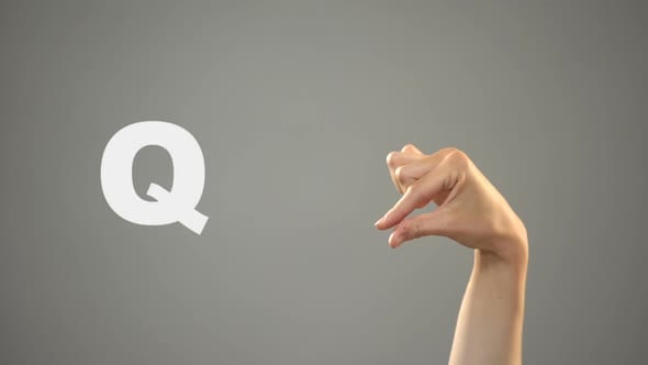 Letter Q in Sign Language, Hand on Background, Communication for Deaf ...