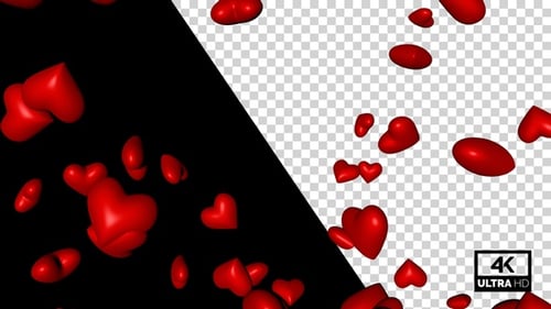 Falling Red Hearts Loopable Animation Overlay