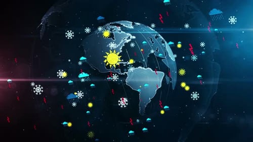 Weather symbols and icons loop and seamless background