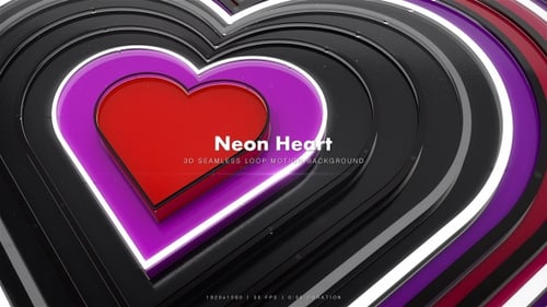 Pulsing Neon Heart Tunnel Background Loop