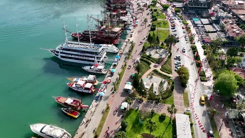 Pirate Harbor aerial view Turkey Alanya 4 K