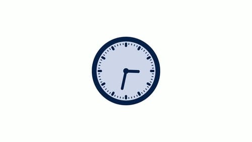 Counting Down Blue Dark Clock Animation on White Background