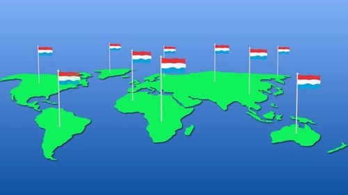 Animated World Map with Waving Country Flags