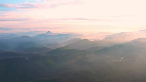 4K aerial view from a drone flying over the valley