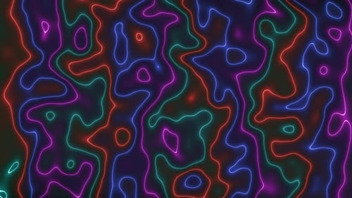 Abstract Neon Glowing Liquid Lines Flowing Background Animation