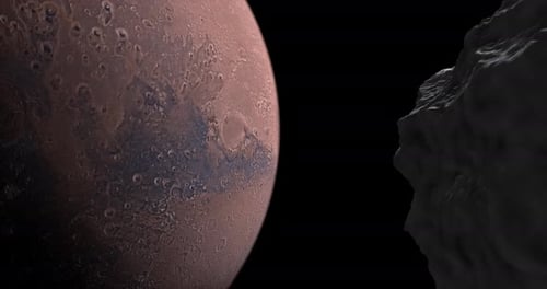 Realistic Asteroid Flying Past Red Planet