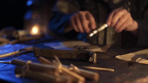 Man Writing with Quill by Candlelight