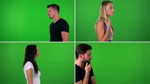 Compilation (Montage) - People Walk and Think About Something - Green Screen
