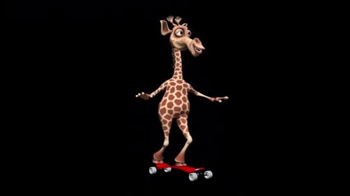 Funny 3D Giraffe Skateboard Looped with Alpha Channel