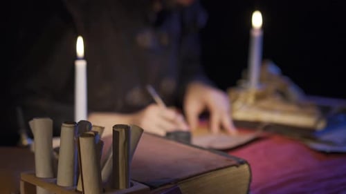 Letter writing in ancient historical place.