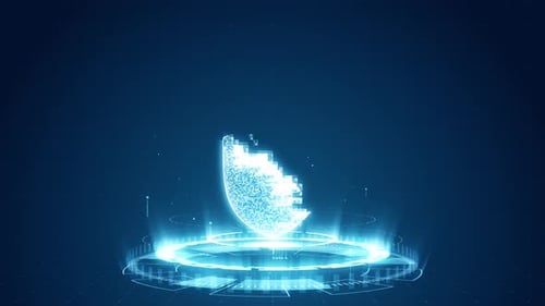 Futuristic Digital Security Shield Icon Reveal