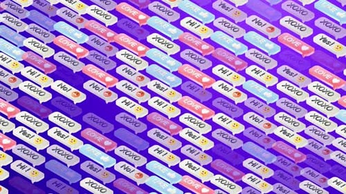 Animated Social Media Messages and Speech Bubbles Background