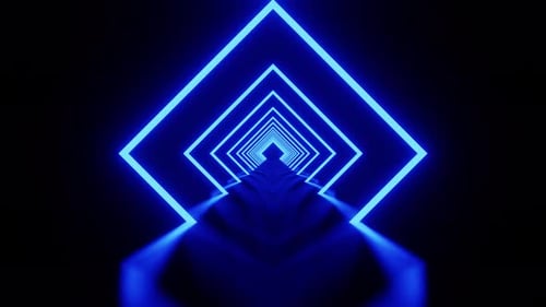 Fondo de túnel de movimiento con láser Blue Rhombus Vj Loop 4K