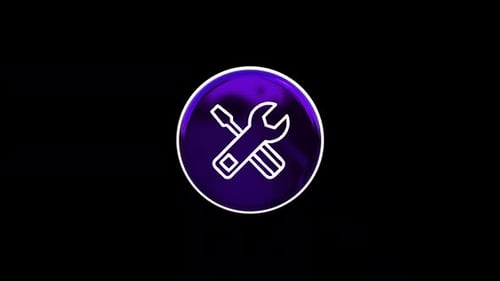 3D Spinning Tools Icon: Wrench and Screwdriver Symbol