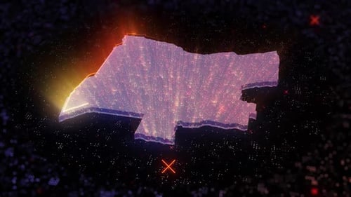 Digital Map Outline with Glowing Tracing Animation