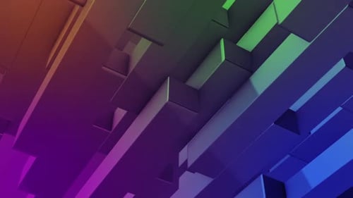 3D Structure of Floating Colorful Cubes and Rectangular Shapes