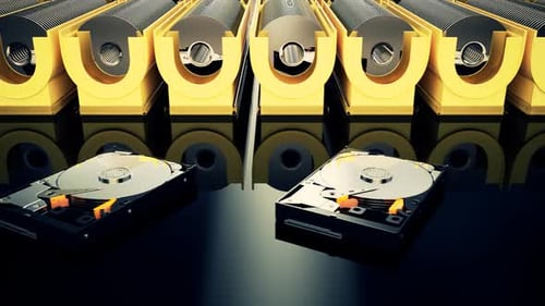 Animated Hard Drive Data Storage Server Loop