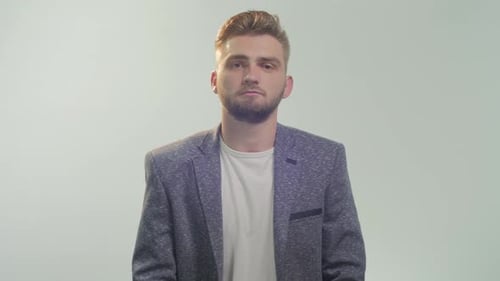 Young Adult Male Gesturing No, Stop