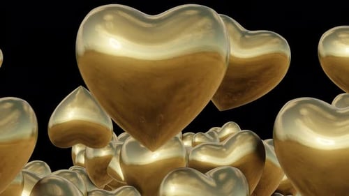 Floating Golden Hearts Animation For Celebrations