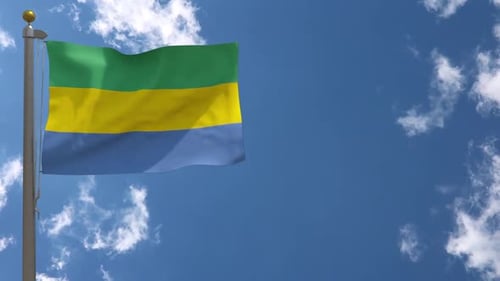Gabon Flag On Flagpole