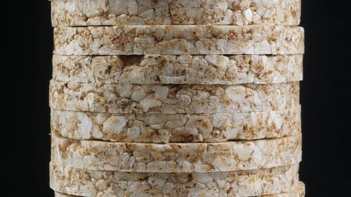 Dry Buckwheat crispbread round stack close up texture
