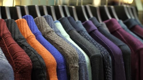Men's Wear on Hangers at Store