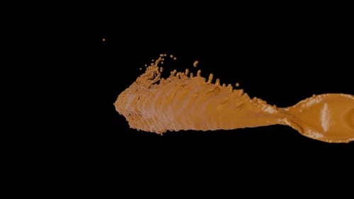 Dynamic Caramel Liquid Fluid Splash Stream Transition