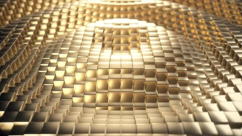 Abstract Gold Cubic Surface in Motion