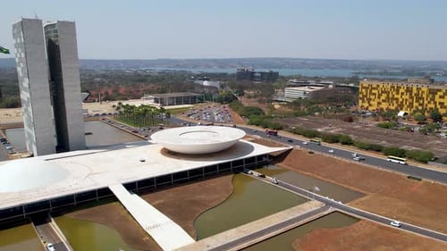 Edifício do Congresso Nacional no centro de Brasília, Brasil.