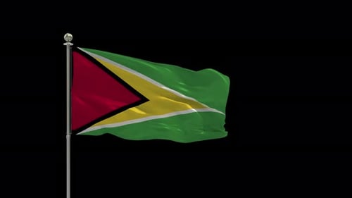 Guyana Looping Of The Waving Flag Pole With Alpha