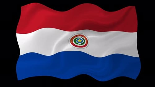 Waving Paraguay Flag with Realistic Fabric Movement