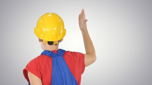 Construction Worker Gesturing with Hand Movements
