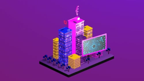 Ville isométrique avec données Internet comme lien