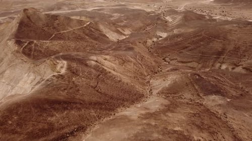 Aerial Cinematic Top Shot Desert Landscape Israel Negev