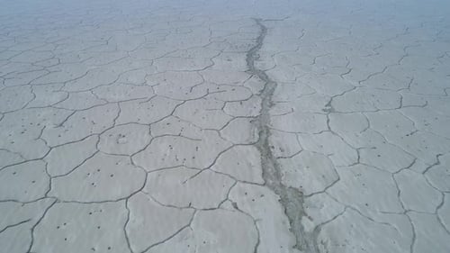 Cracked Desert Landscape Aerial View