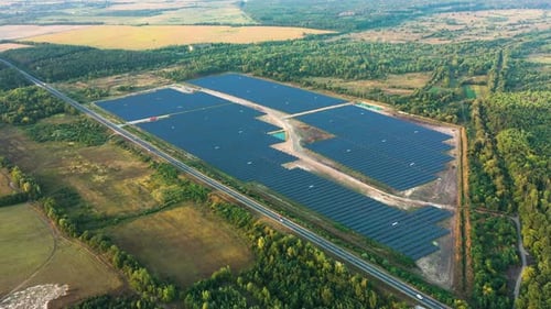 Beautiful Solar Panels Near the Road